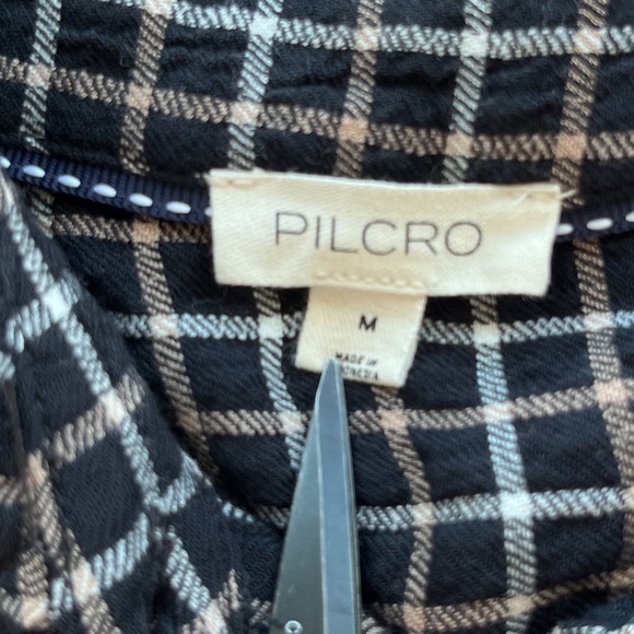 Anthropologie Pilcro Hadley Oversized Plaid Button Up Shirt Womens Medium Black - Picture 6 of 11